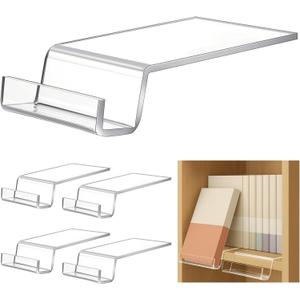 4 Pack Acrylic Book Stand for Display Bookcase Bookshelf Clear Display Holder Easel Collector Stand for Library Home Office Comic Album CD Magazine Postcard Artworks