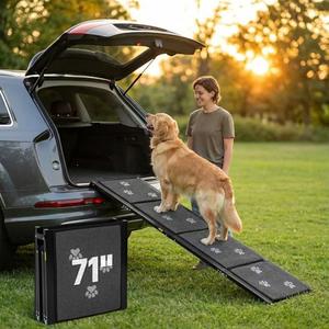 Dog Ramp for Car 71" L x 20" W Portable Ramps with Non-Slip Rug Surface Folding Pet Car Ramp for Truck/SUV & Stairs/Bed, Up to 250 LBS
