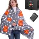 KSFJZF Heated Blanket, Cordless Portable Heated Throw Blanket, Battery Operated Heating Blanket with Rechargeable 20000mAh Power Bank, 59" x 35.5" Electric Heated Shawl, 3 Fast-Heating Levels (Navy)