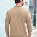 COOFANDY Mens Knit Polo Shirts Casual Long Sleeve Classic Polo Shirts Button Down Golf Shirts (Brown, L)