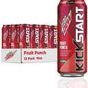 Mountain Dew Kickstart, Fruit Punch, 92mg Caffeine, Vitamins B & C, 80 Calories, 5% Juice, 16 fl oz (12 Count) best used by 06/22/2026