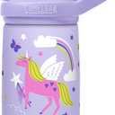 CamelBak Eddy+ Kids Bite Valve Straw Insulated Stainless Steel Water Bottle Magic Unicorns, 12oz