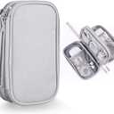 Electronics Accessories Organizer Pouch Bag, Designed for Power Adapter/Charger/Cables/Mouse, for Travel (Light Grey) (Small)