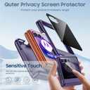 Spugan for Motorola Razr 2025 Case,[Built-in Screen Protector] [Hinge Protection] Slim Matte PC Rugged Durable Shockproof Cover for Razr 2025, Blue-Privacy