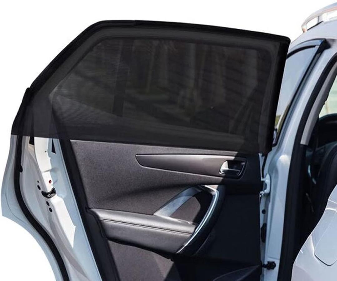 2Pack Large Size Super Elastic 42" to 53" Car Window Sunshades, for Large SUV, Pickup, Truck, Minivan, Breathable Mesh Window Screen, Side Window Screen for Car Camping (Large(42-53"))