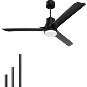BECLOG Ceiling Fans with Lights and Remote, 52 Inch Ceiling Fan Outdoor Indoor Black Noiseless Reversible DC Motor for Patio Farmhouse Bedroom (52" black light)