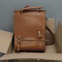 Cnoles Leather Backpack Purse For Women Fashion Ladies Vintage Bags Casual College Travel Backpacks bag Orange (25 x 9.5 x 33.5)