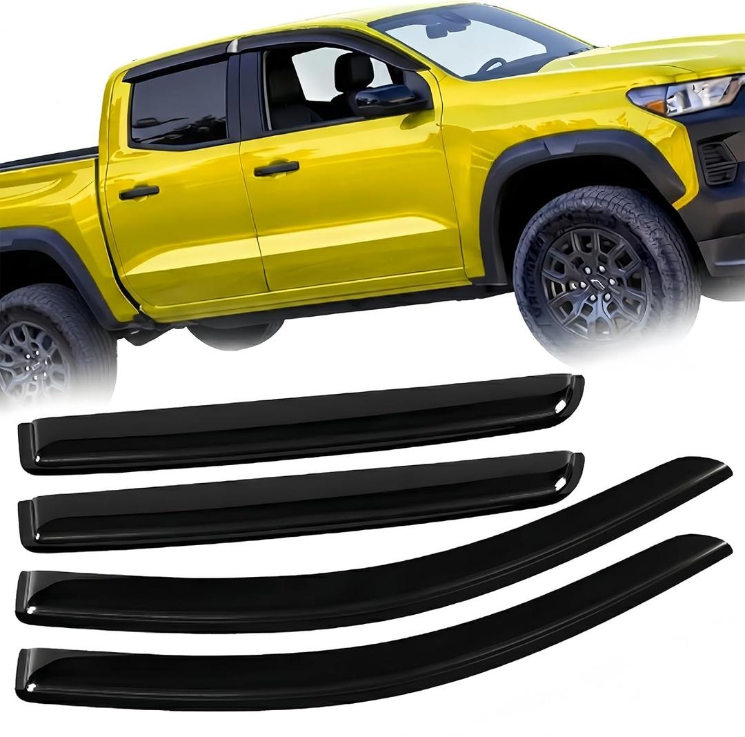 Window Rain Guards Fit for 2023-2026 Chevy Colorado/GMC Canyon Crew Cab Out-Channel Wind Deflectors Window Visors for Chevrole Trucks Accessories (Fit for 23-26)
