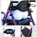 Walkers for Seniors with Seat, Extra Wide 2 in 1 Rollator Walker & Transport Chair with Reversible Backrest & Detachable Footrests, Foldable Wheelchair Combo with 8" Anti-Slip PU Wheels, Purple