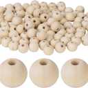 120PCS 25 mm Wooden Beads for Craft, 1 inch Round Unfinished Natural Wood Spacer Beads for for DIY Craft