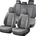 Coverado Car Seat Covers Full Set, 5 Piece Car Seat Protector with Removable Headrest, Nappa Leather Breathable Front Back Rear Seat Cushion Universal Fit for Truck Automotive Most of Cars Gray