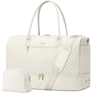 Travel Overnight Bag Weekender Bags - Duffle Bag Women with Shoe Compartment Carry On Overnight Bag with Toiletry Bag Duffel Bags with Wet Pocket for Gym Hospital Bags for Labor and Delivery Beige (Large)