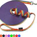 Hi Kiss Dog/Puppy Obedience Recall Training Agility Lead - 15ft 20ft 30ft 50ft 100ft Training Leash - Great for Training, Play, Camping, or Backyard (50 Feet, Rainbow)