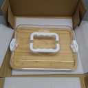 Portable Travel Charcuterie Board with Lid and Handle - Large Bamboo Cheese Board with 4 Cheese Knife Set for Outdoor, Picnics - Weddings, House Warming Gift for Women (6 Compartments, White)