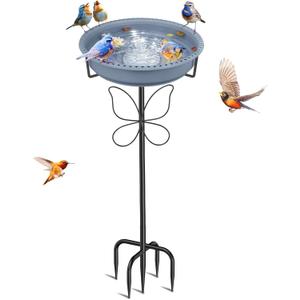 Bird Bath for Outside, Garden Freestanding Birdbath & Birdfeeder with Removable Bowl, Bird Baths Feeder for Outdoors Garden Patio Yard Lawn Decor, 5-Pronged Base & Easy to Clean(Grey) (Gray)