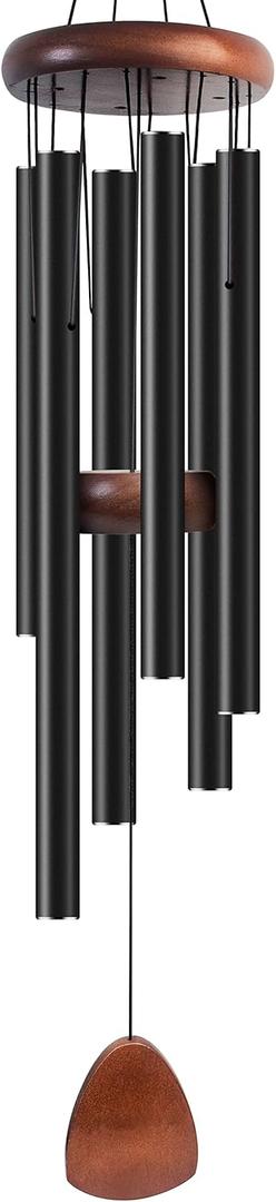 Bursvik Large Aluminium Wind Chimes 37" to Create a Zen Atmosphere Suitable for Outdoor, Garden, Patio Decoration. Classic Black Wind Chime with Wind Catcher Suitable as A Gift for Mom Neighbor Unisex