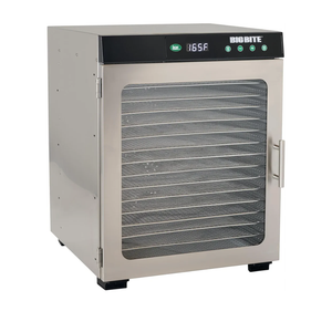 LEM Products BigBite 16-Tray Stainless Steel Dehydrator, Food Dehydrator for Beef Jerky, Meat, Vegetables, and Fruits, Includes Dryer Machine and 16 Trays, Silver