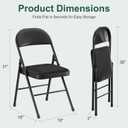 VECELO Folding Chairs Set of 2, Faux Leather Padded, Black, 2 Pack