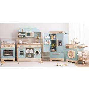 ROBUD 4-in-1 Wooden Play Kitchen Set for Kids, Fridge Oven Washer
4-in-1 wooden toy kitchen with fridge, oven, washer & ice maker, inspiring creative pretend play with accessories