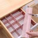 8 Pack Drawer Dividers, Adjustable Plastic Grid Separators for Socks, Underwear, Makeup, Cut-to-Fit DIY Drawer Organizer for Kitchen, Bedroom, Office, White + Pink