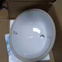 Undermount Bathroom Sink Oval, Hugsleek Interior Bowl Size 16 x 13 inch White Porcelain Ceramic Vessel Sink Under Counter Oval Exterior size 18x15in Bath Sink Bowl Basin Lavatory Vanity Fireclay