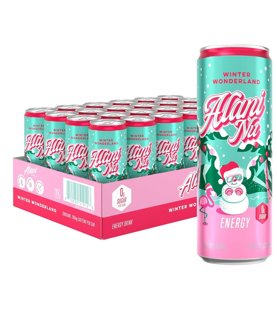Alani Nu Winter Wonderland, Sugar Free, Low Calorie Energy Drinks, 200mg Caffeine, Biotin, B Vitamins, Zero Sugar, 10 Calories, 12 Fl Oz Cans, 24 Pack, Expiry: 10/04/27