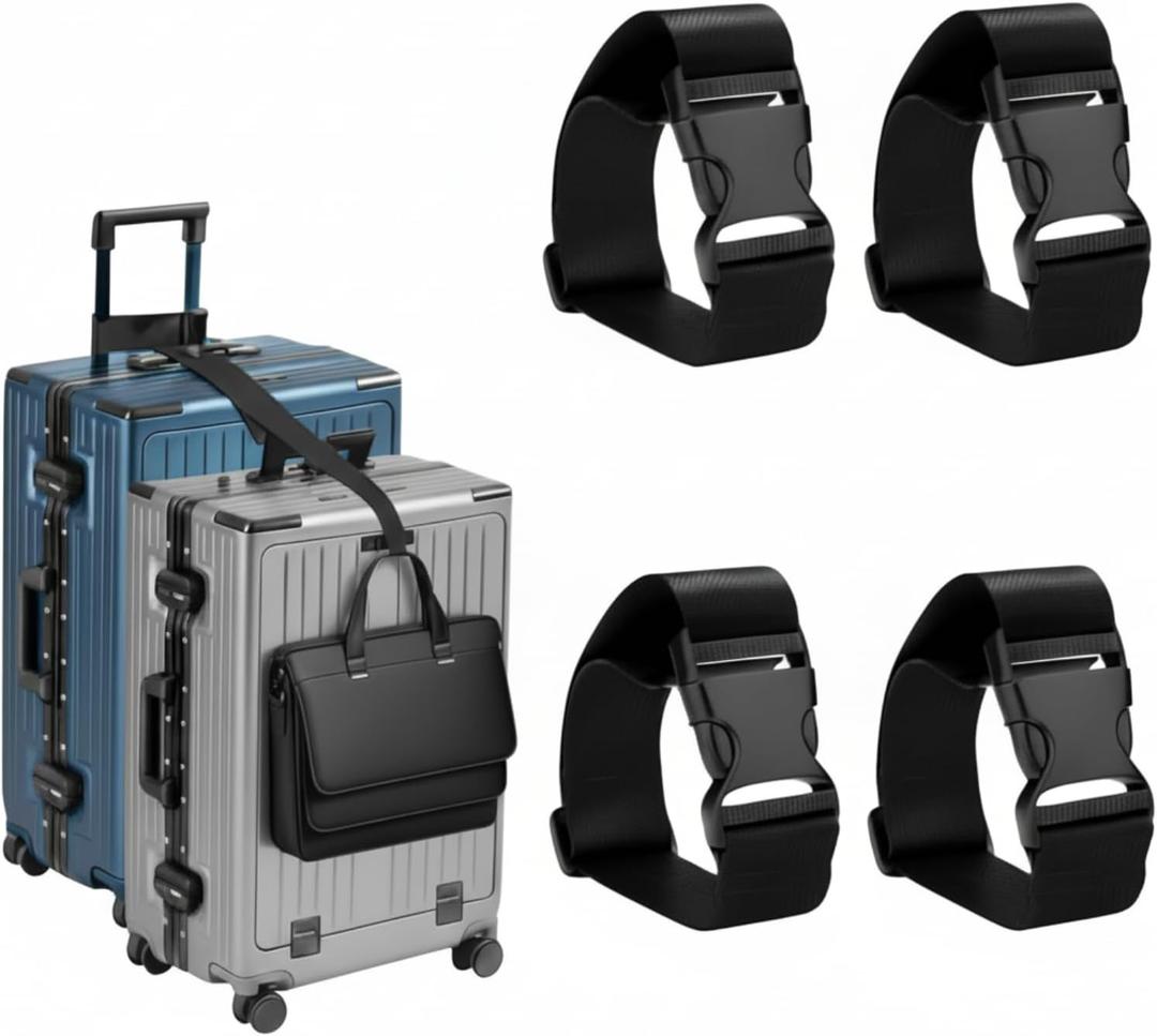 Frienda 4 Pcs Add a Bag Luggage Straps for Travel Suitcase Essentials TSA Approved Luggage Connector Straps Adjustable Belt