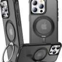 360 Magnetic Swivel Ring for iPhone 15 pro max case, Built-in Metal Stand and Ring Holder, Magsafe Compatible, Military Grade Protection, Shock Resistant - Black