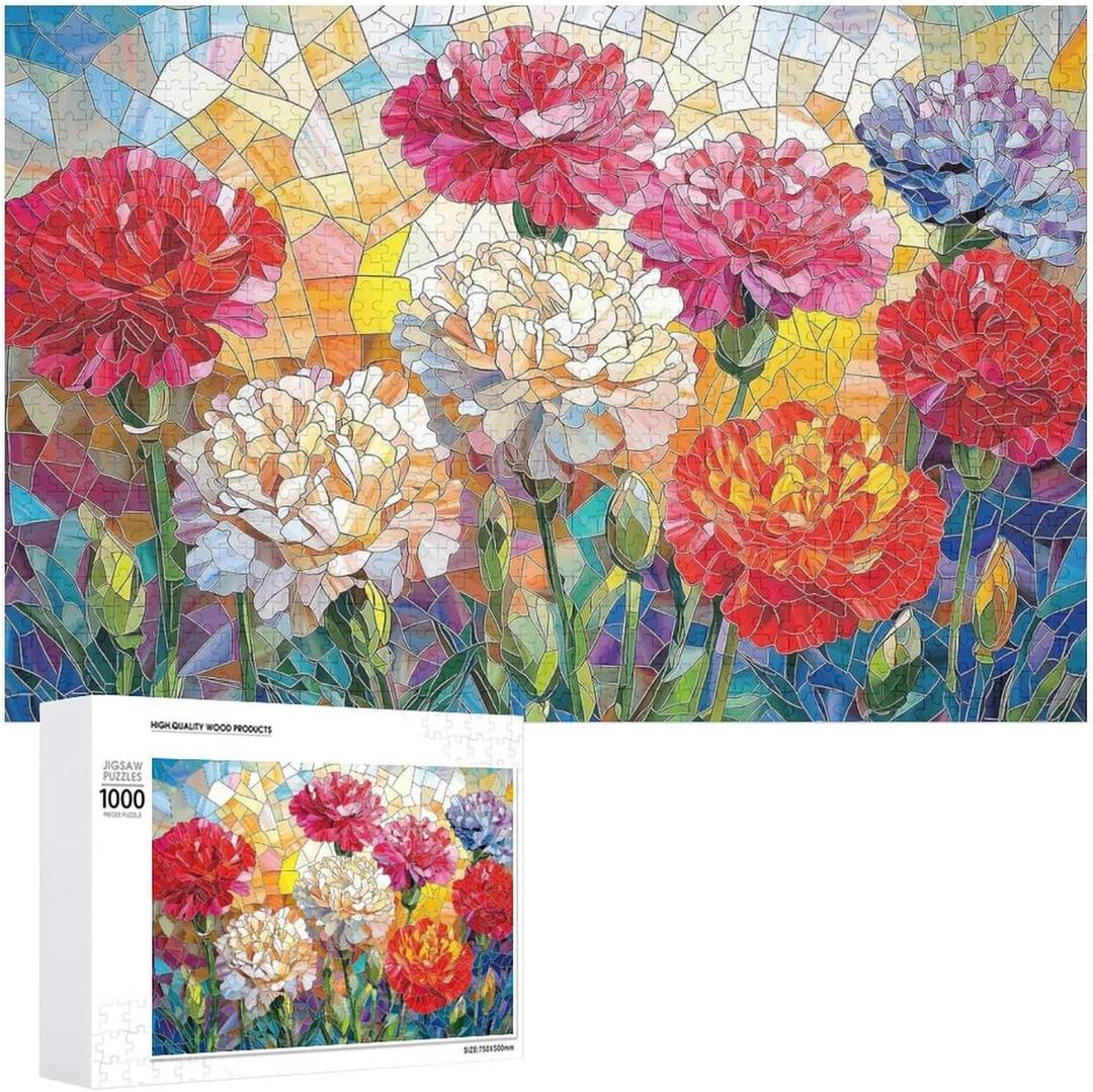 Stained Glass Flowers Jigsaw Puzzles 1000 Pieces Beautiful Mosaic Colorful Puzzles for Adults 1000 Pieces with Letters on Back Hard Impossible Difficult Challenging Family Puzzle Carnations Puzzles Stained Glass Flowers Jigsaw Puzzles 1000 Pieces Beautiful Mosaic Colorful Puzzles for Adults 1000 Pieces with Letters on Back Hard Impossible Difficult Challenging Family Puzzle Carnations Puzzles