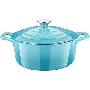 La Cuisine 2175MB Enameled Cast Iron Dutch Oven, Casserole, Pot, 5-Quart (QT) - Matte Black Enamel Interior, Teal Porcelain Enamel Coating Finish Exterior