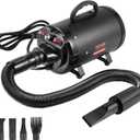 VEVOR Dog Dryer, 2800W/4.3 HP Dog Blow Dryer, Pet Grooming Dryer with Adjustable Speed and Temperature Control, Pet Hair Dryer with 4 Nozzles and Extendable Hose (Black)