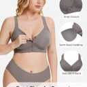 Gailife V Neck Jelly Front Closure Bras for Women Wireless Full Coverage Mastectomy Bralettes Seamless Everyday Bra (XX-Large, Grey)