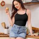 5 Pack Camisole with Shelf Bra Cotton Spaghetti Strap Tank Top (Black, L)