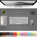 Leather Desk Pad Protector, Desk Mat, Large Mouse Pad, Non-Slip Desk Blotter, Office Laptop Desk Pad, PU Leather Desk Writing Pad for Office and Home (Dark Gray, 31.5" x 15.7")