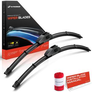 A-Premium Pack of 2 Windshield Wiper Blades with Wear Indicator & Towel - Compatible with Mitsubishi Outlander 2007-2013, Outlander Sport, Eclipse & Lexus RX300-24" and 21", Hook Connector