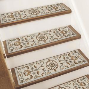 BEQHAUSE Stair Treads for Wooden Steps Non-Slip Machine Washable Carpet Stair Treads 8"X30" Soft Indoor Stair Rug Runner for Kids Elders and Pets, 100% Polyester, TPE Backing, 15pcs, Brown/Grey