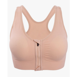 Women's Zipper Front Closure Sports Bra Racerback Yoga Bras, Size XXL
