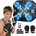 Boxing Machine with Music for Kids Sports Toy-3 Game Modes & 14 Levels, 4 5 6 7 8 9 10 Year Old Boy Girl Toys Birthday Gifts, Wall Mounted Bluetooth Punching Target with Scoring & Gloves
