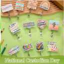 Geyoga 12 Pcs National Custodian Day Badge Holder Retractable Badge Reels Cards Holder with Clip Gift for Social Workers Dentist Volunteer Ot Doctor Nurse Coworker Appreciation