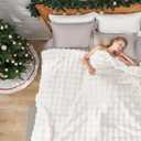 Cozy Bliss Faux Fur Throw Blanket for Bed King Size, Fuzzy Soft Plush Thick Bubble Blanket for Sofa Bedroom Living Room, 108 * 90 Inches Cream White