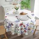 Spring Round Tablecloth 70 inches - Floral Spring Decorations for Home - Farmhouse Table Cloth Spring Decor for Home, Party