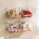 6-Pack Small Clear Storage Baskets, Adhesive Spice Rack Wall Mount for Countertop/Cabinet/Bathroom, Plastic Storage Bins Kitchen Wall Organizer and Storage Shelves, Spice Organizer