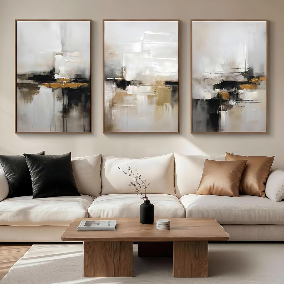 Zessonic Neutral Abstract Landscape 3D Textured Modern Wall Art,16"x24"x3, 16" x 24" x 3 Panels