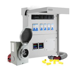 Upgraded 30 Amp 6 Circuit Transfer Switch Kit for Generator with 2 Digital Display Energy Meter with NEMA L14-30p Optional Power Inlet, IP 67 Waterproof, PreWired, for Indoor and Outdoor Use (2025)