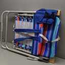 Tommy Bahama Hi-Boy 17" Seat Height 4-Position Lace-Up Suspension Folding Beach Backpack Chair (Red and Blue Stripe)