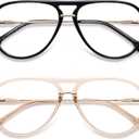 AMOMOMA Aviator Reading Glasses for Women Men Blue Light Blocking Lens Spring Temple AM6226