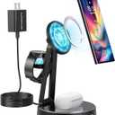 Wireless Samsung Charger | 3-in-1 Charging Station for Samsung Galaxy S25/S24/S23/S22 and Apple Watch 7/6/5/AirPods | MagSafe Charger for iPhone 16/15/14/13/12 |Compatible with Apple Watch and AirPods