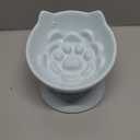 2 Pcs Ceramic Raised Slow Feeder Cat Bowl, 5.91inch Elevated Cat Slow Feeder Bowl Tilted Anti Vomiting for Dry Wet Food and Water Easy to Clean High Edge(Green, Blue)