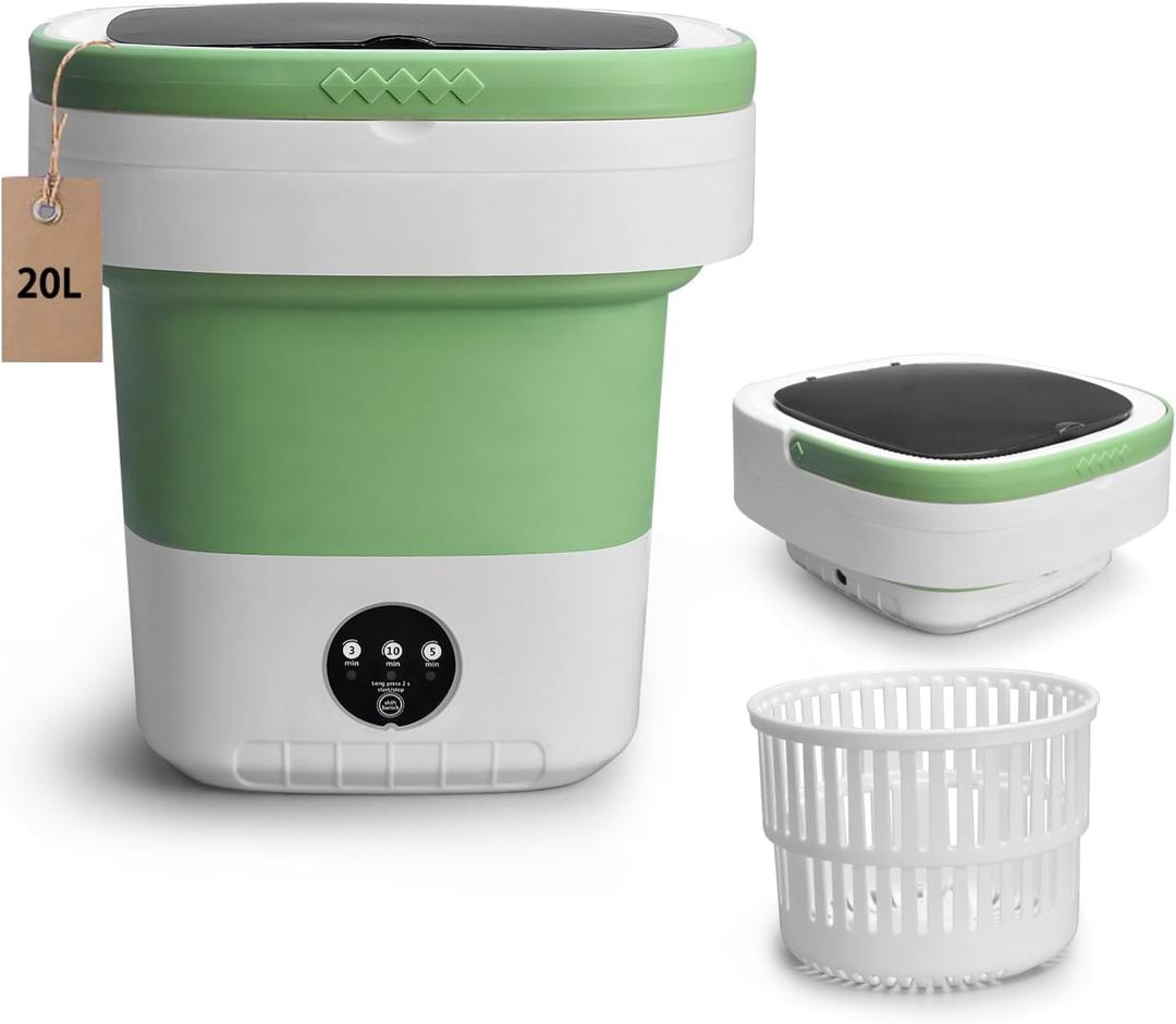 Portable Washing Machine, 20L Foldable Mini Washer and Dryer with 3 Modes Deep Cleaning, Upgraded Collapsible Laundry for Hotel, Apartment, Home and Travel