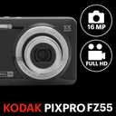 Kodak PIXPRO FZ55-BK 16MP CMOS Sensor Digital Camera 5X Optical Zoom 28mm Wide Angle 1080P Full HD Video 2.7" LCD Vlogging Camera (Black)